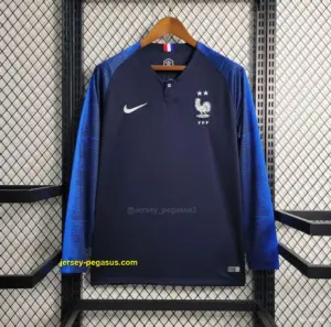 Retro 2018 France Home Long Sleeve Jersey
