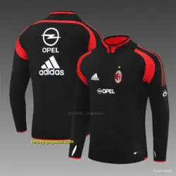 Retro AC Milan Black Half Zipper Jacket+Long Pants