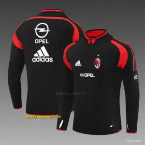 Retro AC Milan Black Half Zipper Jacket+Long Pants