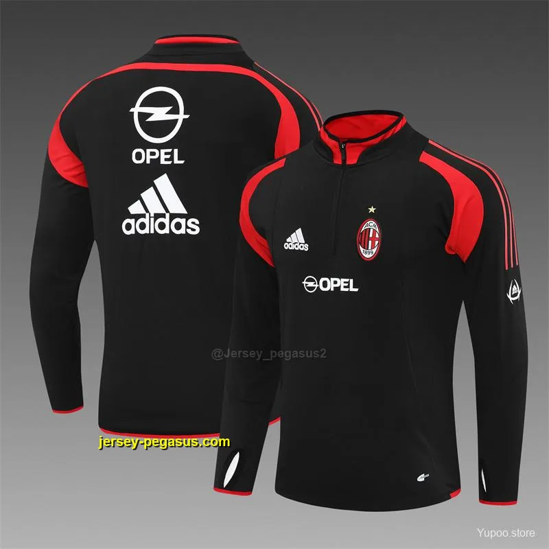 Retro AC Milan Black Half Zipper Jacket+Long Pants Retro AC Milan Black Half Zipper Jacket+Long Pants