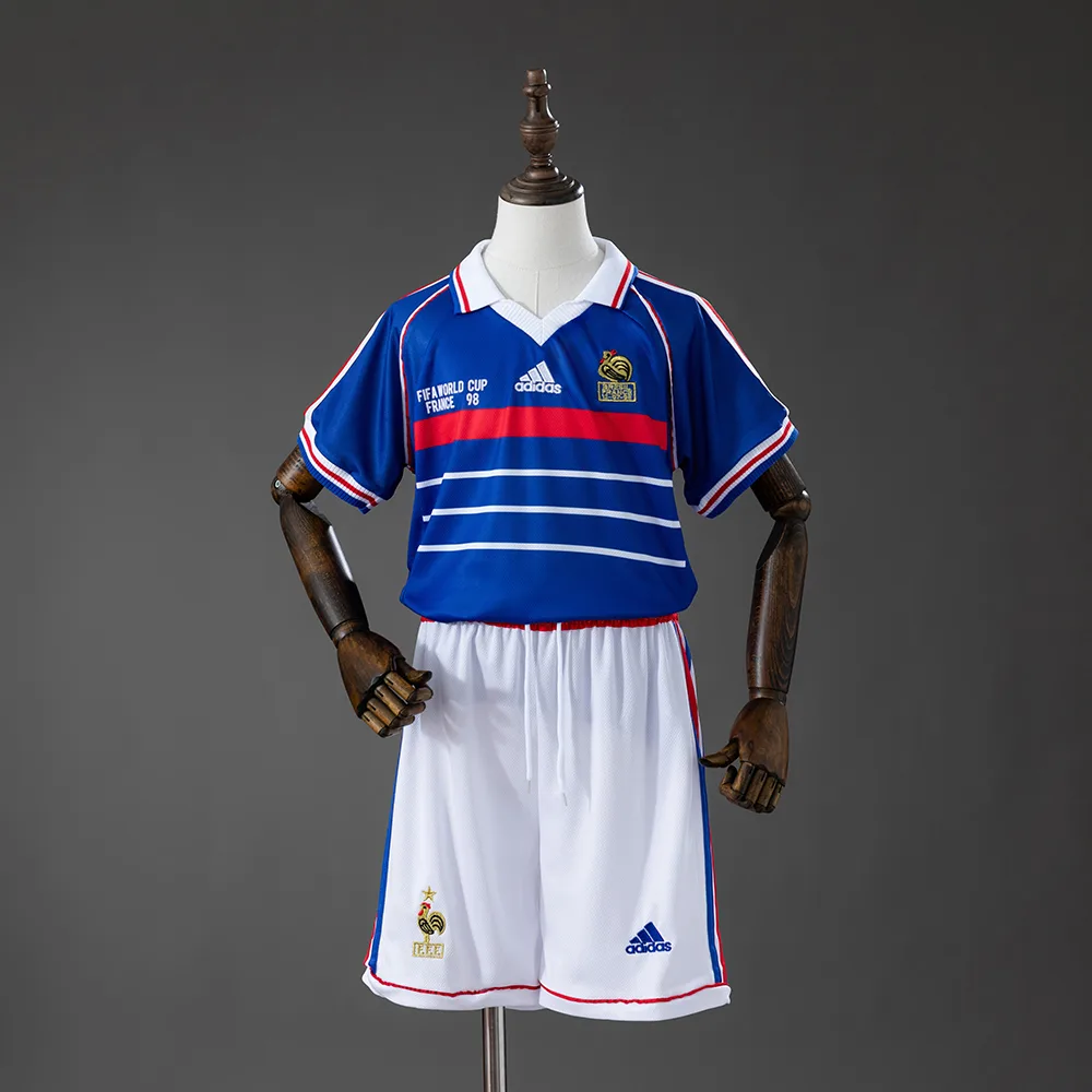 France 1998 Home Retro Kids Kit Jersey France 1998 Home Retro Kids Kit Jersey