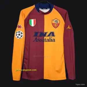 Retro AS Roma Home Long Sleeve Jersey With Champion Patches