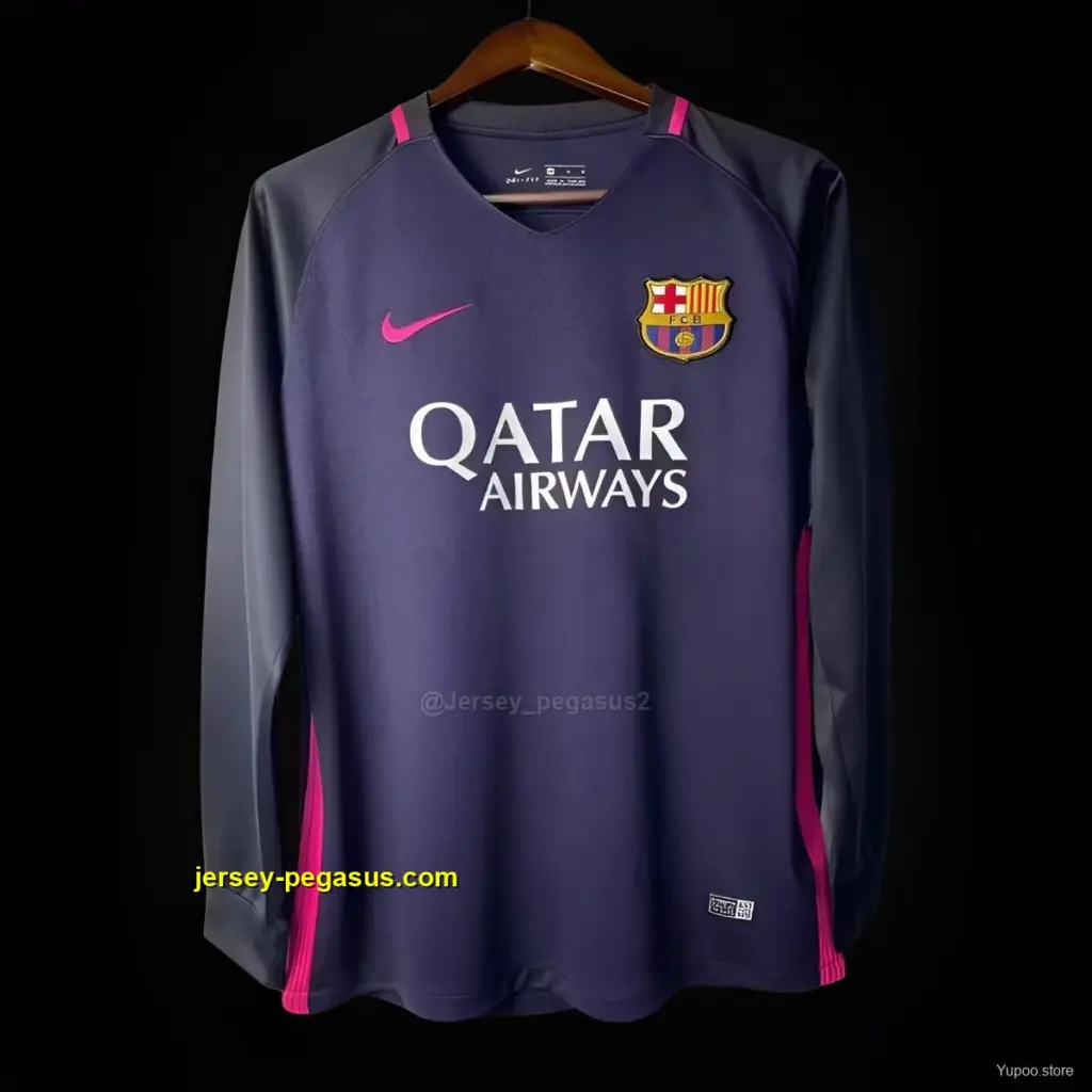 Retro Barcelona Away Purple Long Sleeve Jersey