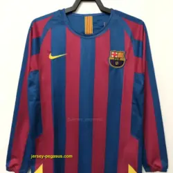 Retro Barcelona Home Long Sleeve League Version Soccer Jersey