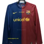 Retro Long SLeeve Barcelona Home Champions Version Soccer Jersey