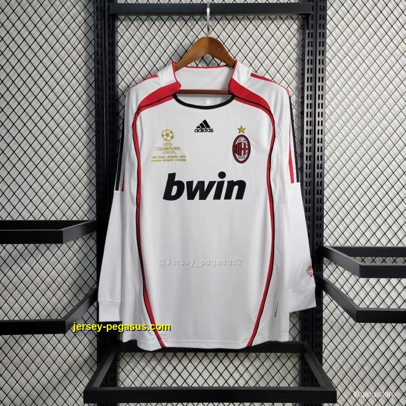 Retro Long Sleeve 20 AC Milan Away White Jersey Retro Long Sleeve 20 AC Milan Away White Jersey