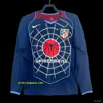 Retro Long Sleeve Atletico Madrid Away Blue Jersey