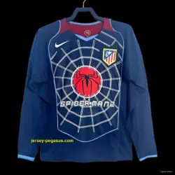 Retro Long Sleeve Atletico Madrid Away Blue Jersey