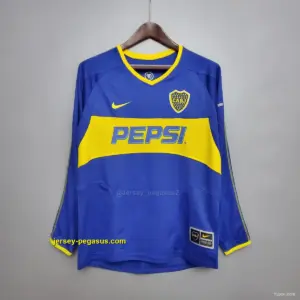 Retro Long Sleeve Boca Juniors home Soccer Jersey