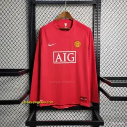 Retro Long Sleeve Manchester United Home Premier League Jersey