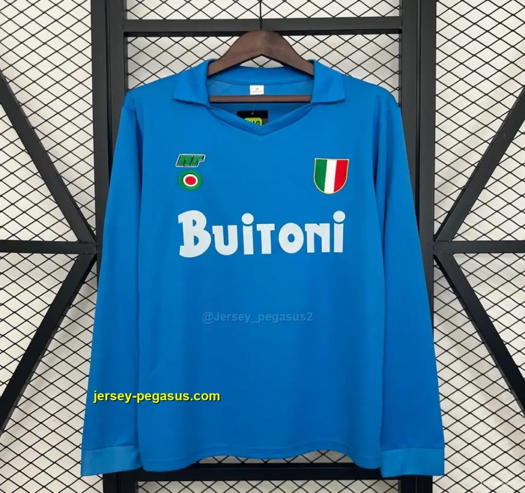 Retro Long Sleeve Napoli Home Jersey