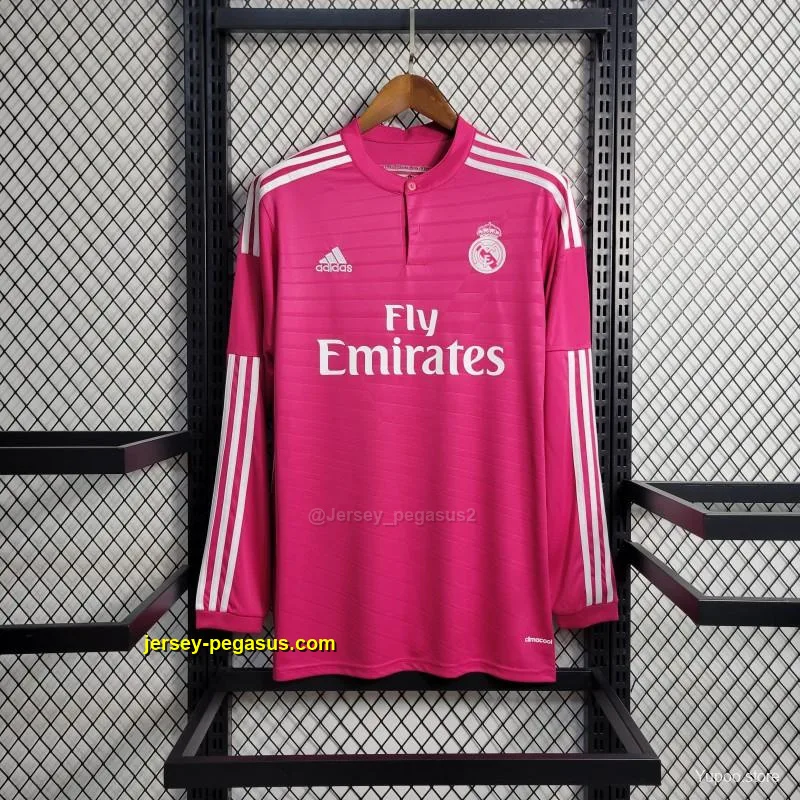 Retro Long Sleeve Real Madrid Away Pink Jersey Retro Long Sleeve Real Madrid Away Pink Jersey