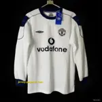 Retro Manchester United Away Long Sleeve White Jersey