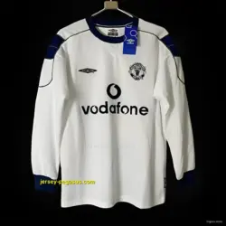 Retro Manchester United Away Long Sleeve White Jersey