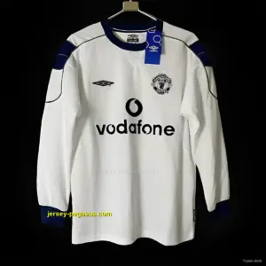 Retro Manchester United Away Long Sleeve White Jersey