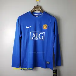 Retro Manchester United Third Blue long sleeve Soccer Jersey