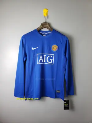 Retro Manchester United Third Blue long sleeve Soccer Jersey