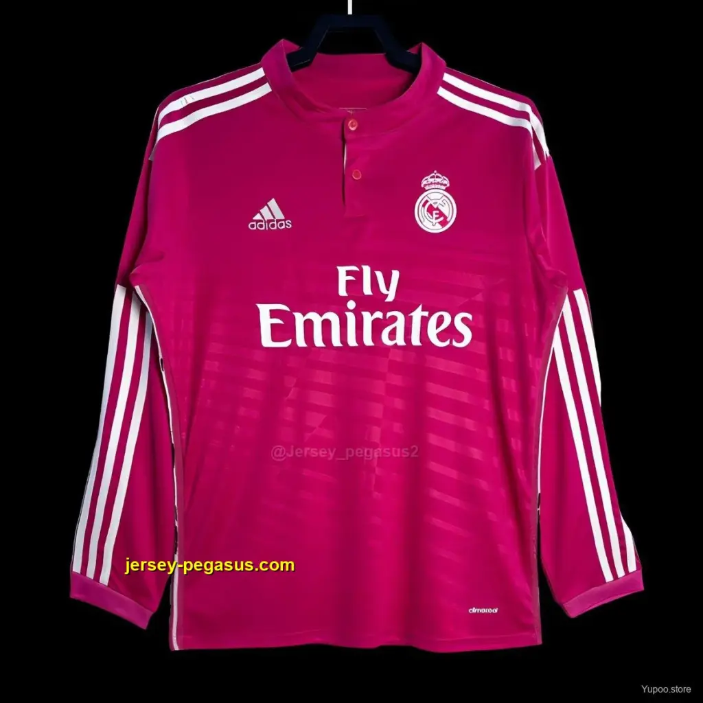 Retro Real Madrid Away Pink Long Sleeve Jersey