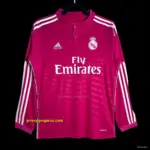 Retro Real Madrid Away Pink Long Sleeve Jersey