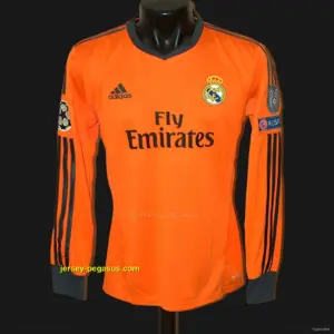 Retro Real Madrid Third Orange Long Sleeve Jersey Worn By Ronaldo