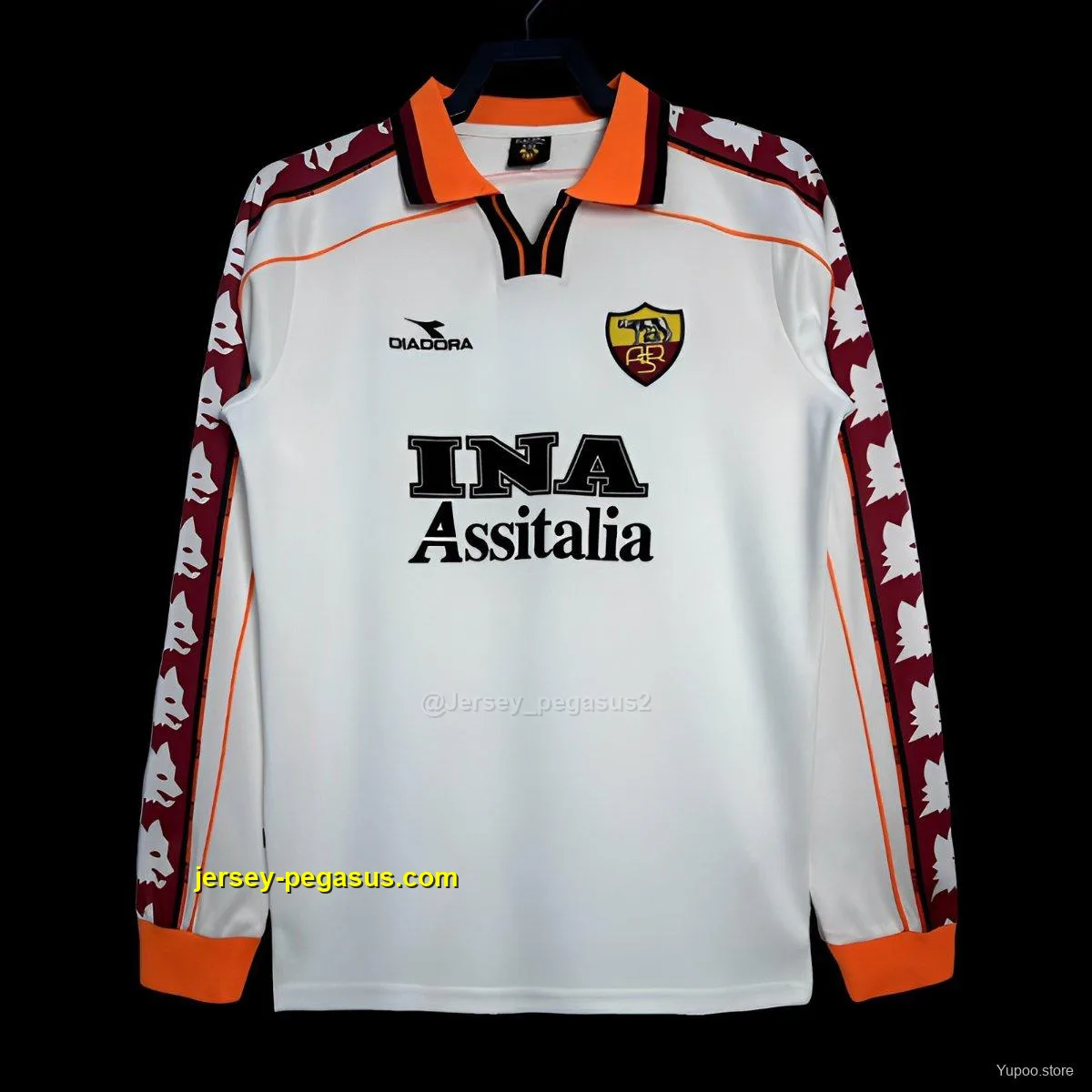 Retro Roma Away White Long Sleeve Jersey Retro Roma Away White Long Sleeve Jersey