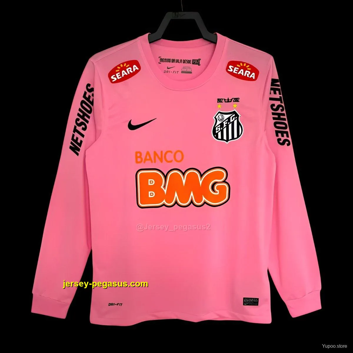 Retro Santos Away Pink Long Sleeve Jersey Retro Santos Away Pink Long Sleeve Jersey