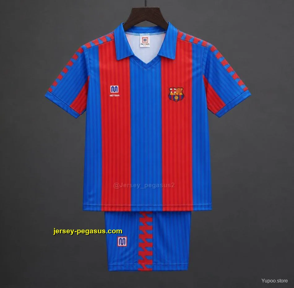 Retro 19 Kids FC Barcelona Blue & Red Stripe Home Jersey Retro 19 Kids FC Barcelona Blue & Red Stripe Home Jersey