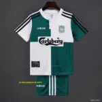 Retro 19 Kids Liverpool White & Green Away Jersey