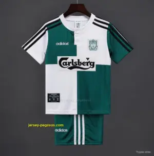 Retro 19 Kids Liverpool White & Green Away Jersey
