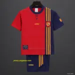 Retro 1996 Kids Spain Red & Navy Diagonal Split Home Jersey