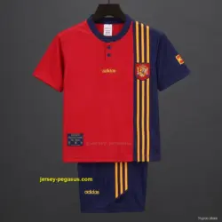 Retro 1996 Kids Spain Red & Navy Diagonal Split Home Jersey