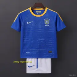 Retro 20 Kids Brazil Blue & White Away Jersey