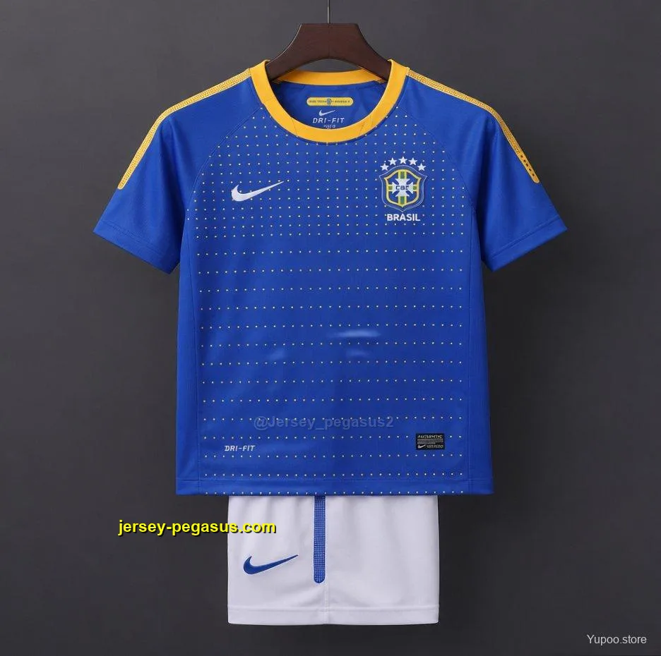 Retro 20 Kids Brazil Blue & White Away Jersey Retro 20 Kids Brazil Blue & White Away Jersey