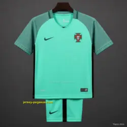 Retro Kids 2016 Portugal Away Green Jersey