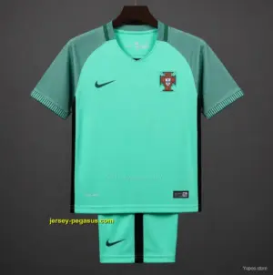 Retro Kids 2016 Portugal Away Green Jersey
