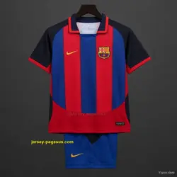 Retro Kids Barcelona Red Blue Home Jersey