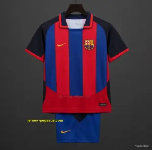 Retro Kids Barcelona Red Blue Home Jersey