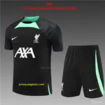 Retro Kids Liverpool Black Short Sleeve+Soccer Shorts