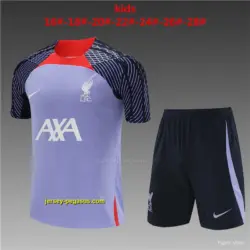 Retro Kids Liverpool Purple Short Sleeve+Soccer Shorts