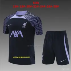 Retro Kids Liverpool Royal Blue Short Sleeve+Soccer Shorts