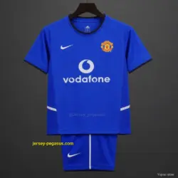 Retro Kids Manchester United Blue Third Jersey