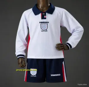 1998 Kids England Home Retro Long-Sleeved Kit Jersey