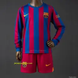 Kids Barcelona Home (UEFA Champions League) Retro Long Sleeve Kit Jersey