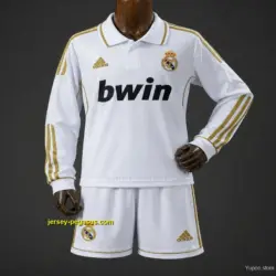Kids Real Madrid Home Retro Long-Sleeve Kit Jersey