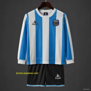 Retro 1998 Kids Argentina Home Long Sleeve Jersey