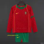 Retro 2004 Kids Portugal Home Long Sleeve Jersey