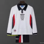 Retro Kids 1998 England Home Long Sleeve Jersey