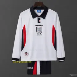 Retro Kids 1998 England Home Long Sleeve Jersey