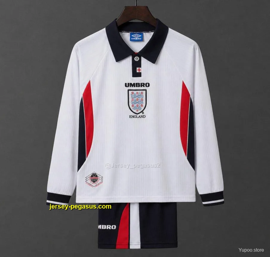 Retro Kids 1998 England Home Long Sleeve Jersey Retro Kids 1998 England Home Long Sleeve Jersey