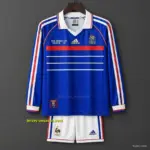 Retro Kids 1998 France Home Long Sleeve Jersey